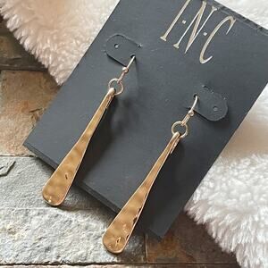 INC Textured Linear Dangle Drop Earrings Gold Tone New